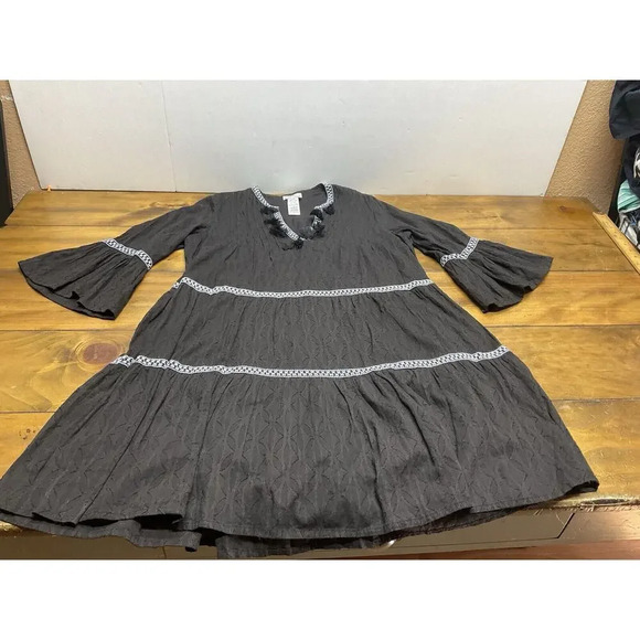 Tommy Bahama Women's Black Embroidered Tassel Tier Cover-Up Dress Size Small - Picture 5 of 11